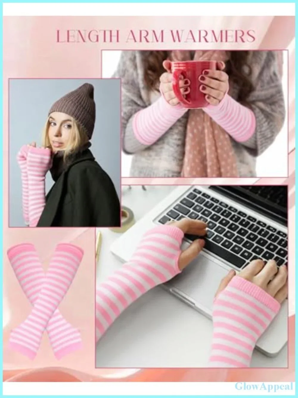 Fingerless Arm Sleeves Women UV Protection Gloves Knit Polyester Spandex
